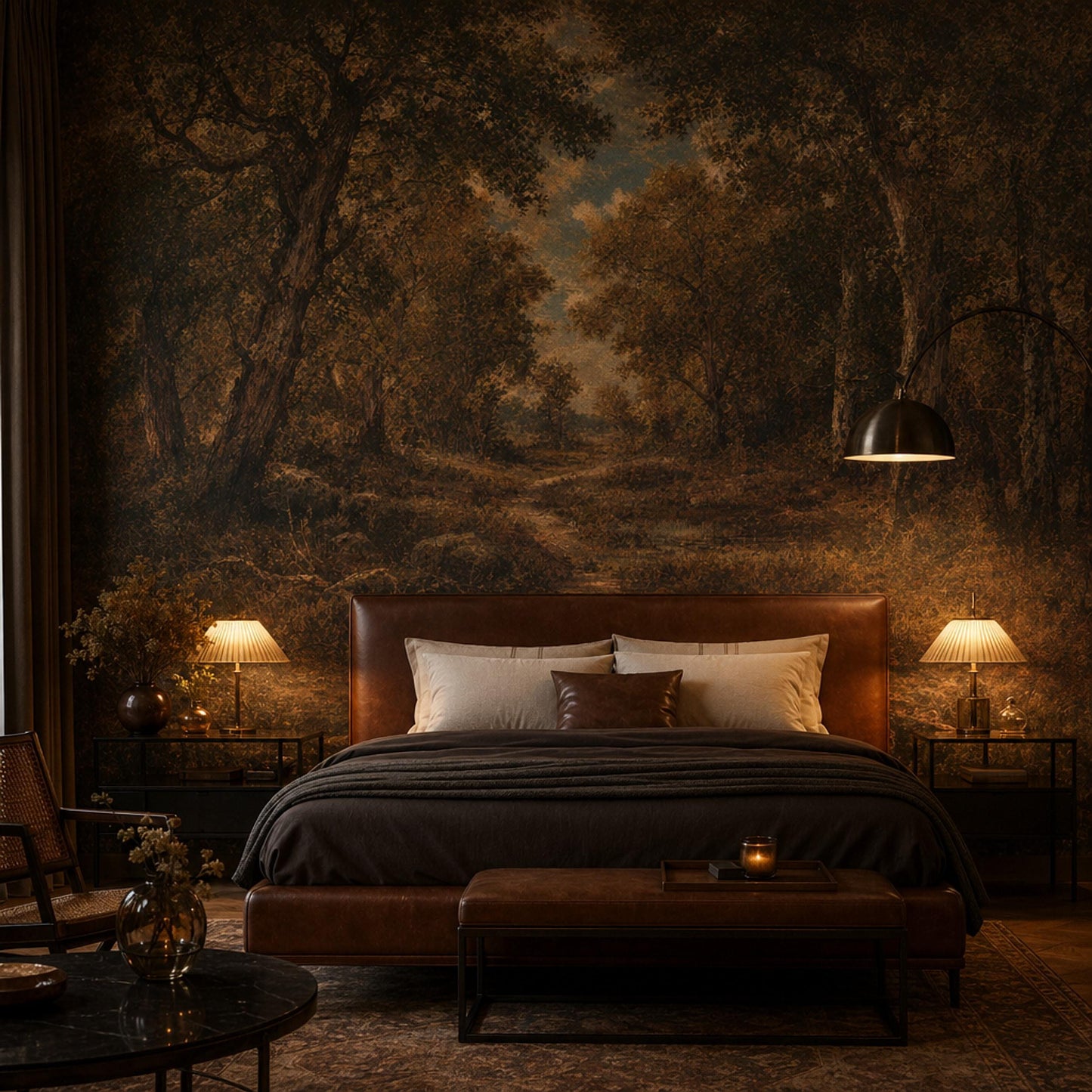 Dark Forest Wallpaper Woodland Landscape Autumn Trees Wall Mural
