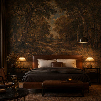 Dark Forest Wallpaper Woodland Landscape Autumn Trees Wall Mural