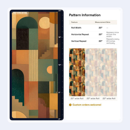 Mid Century Arch Wallpaper Abstract Architectural Pattern Retro Modern Wall Decor