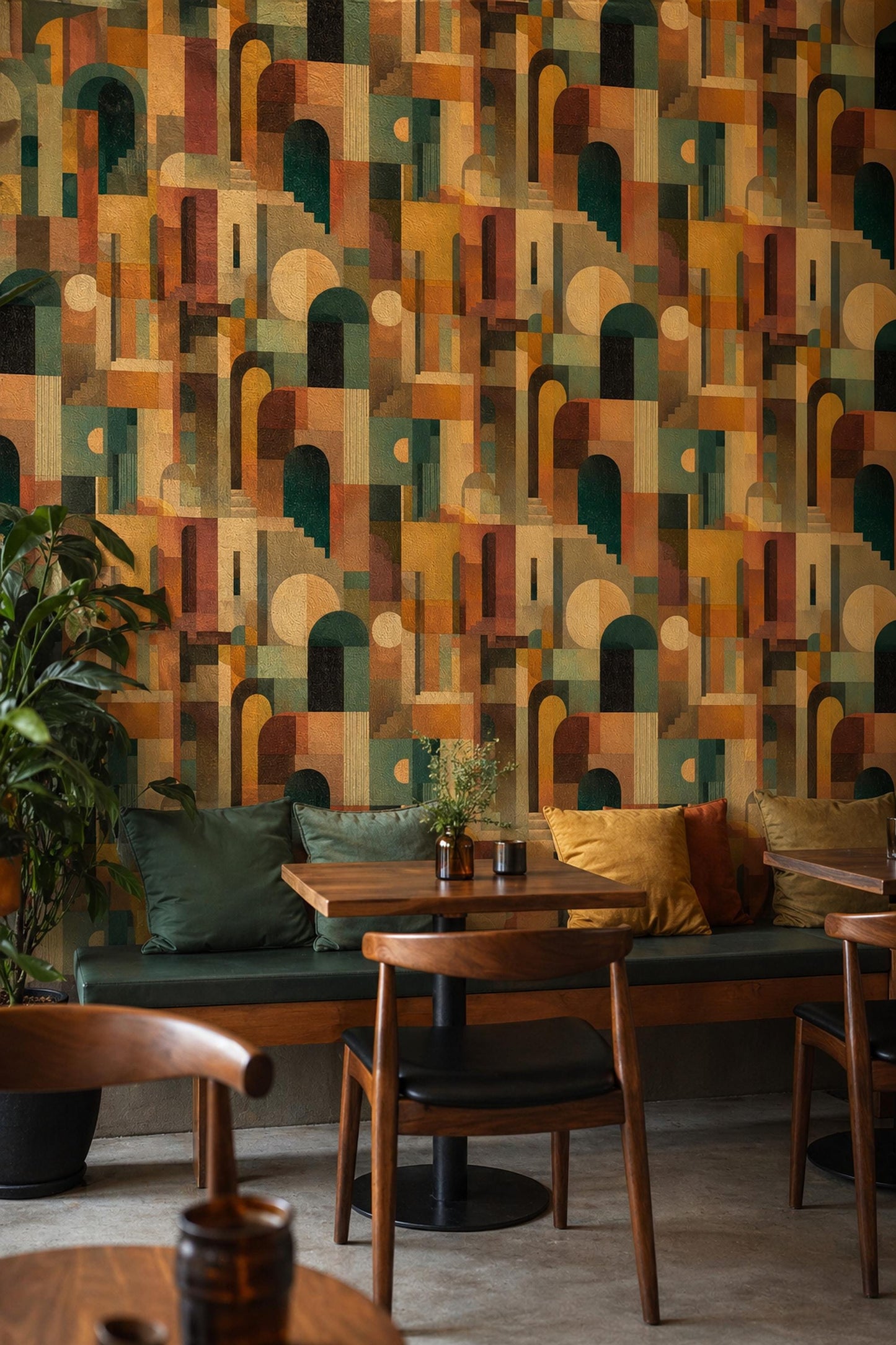 Mid Century Arch Wallpaper Abstract Architectural Pattern Retro Modern Wall Decor