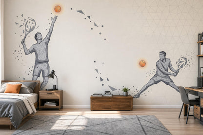 Tennis Wallpaper Geometric Low Poly Wall Mural