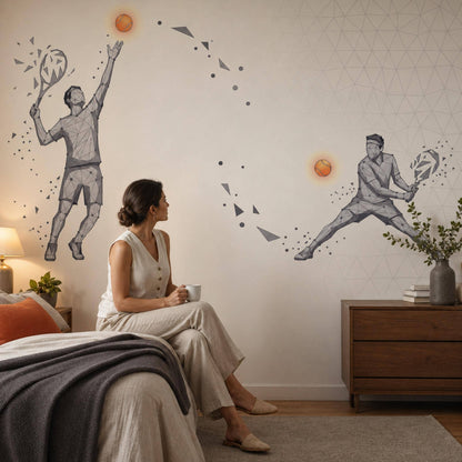 Tennis Wallpaper Geometric Low Poly Wall Mural