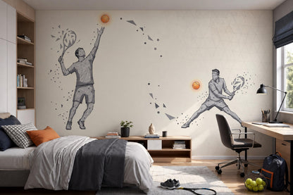 Tennis Wallpaper Geometric Low Poly Wall Mural
