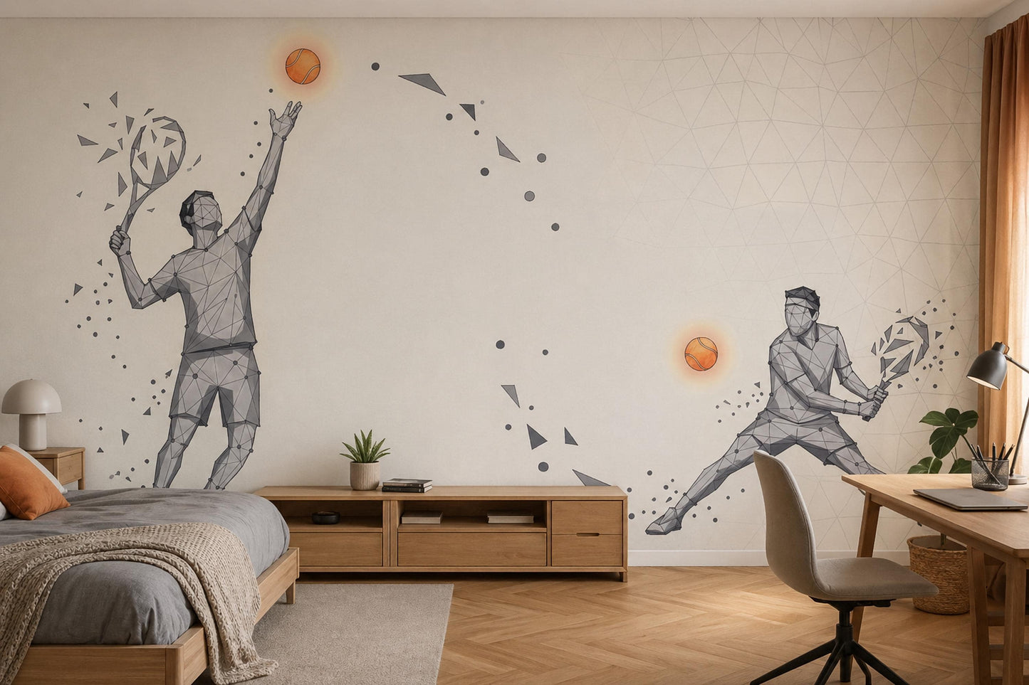 Tennis Wallpaper Geometric Low Poly Wall Mural