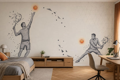 Tennis Wallpaper Geometric Low Poly Wall Mural