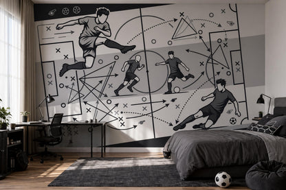 Soccer Tactics Wallpaper Sports Strategy Playbook Diagram Wall Mural
