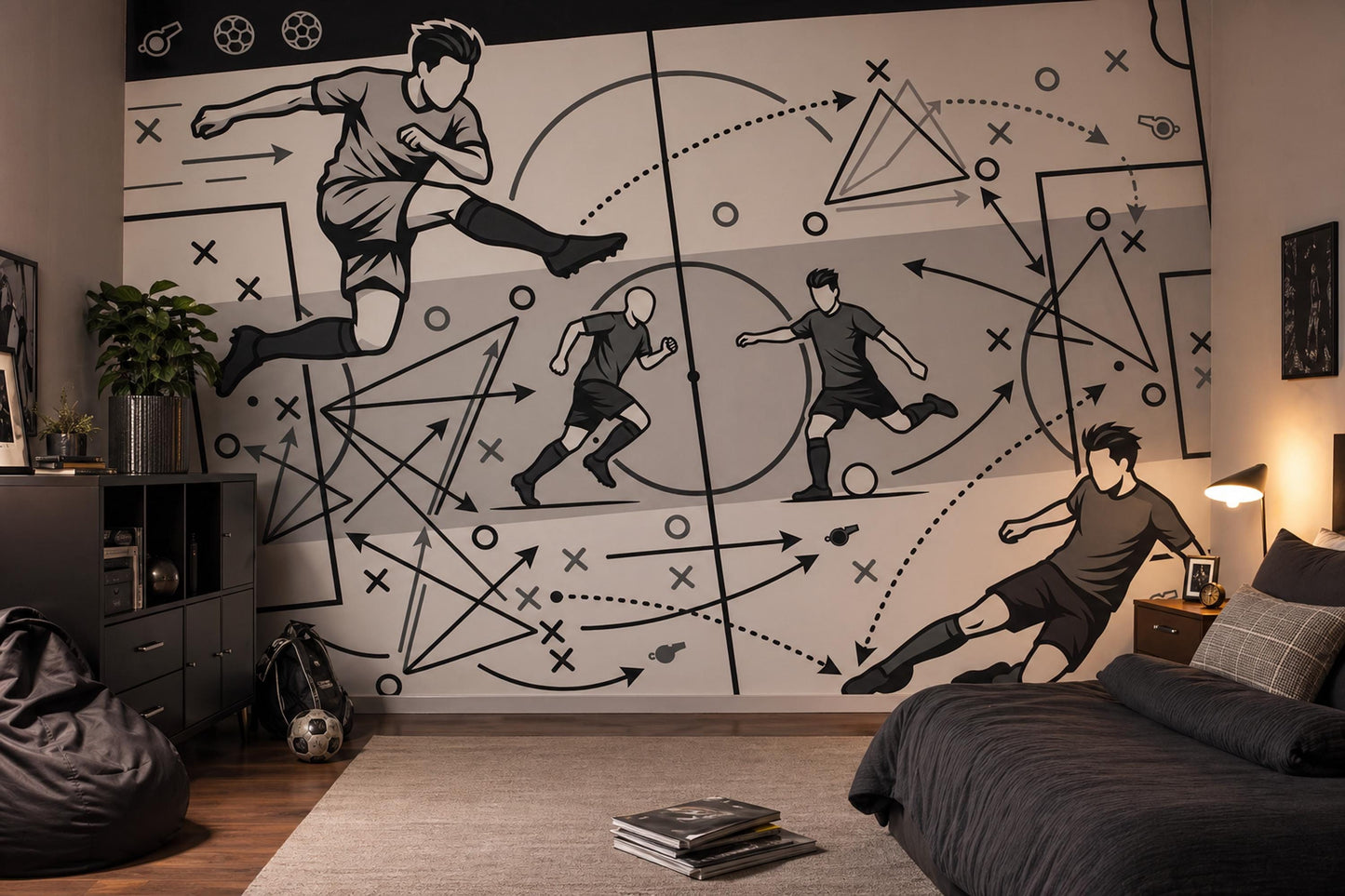 Soccer Tactics Wallpaper Sports Strategy Playbook Diagram Wall Mural