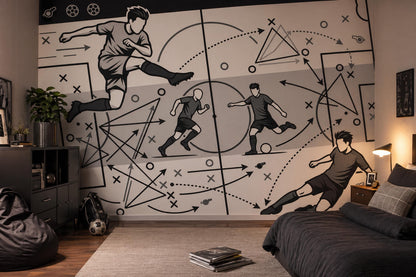 Soccer Tactics Wallpaper Sports Strategy Playbook Diagram Wall Mural