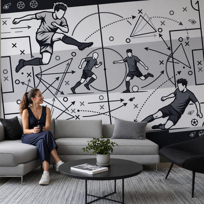 Soccer Tactics Wallpaper Sports Strategy Playbook Diagram Wall Mural