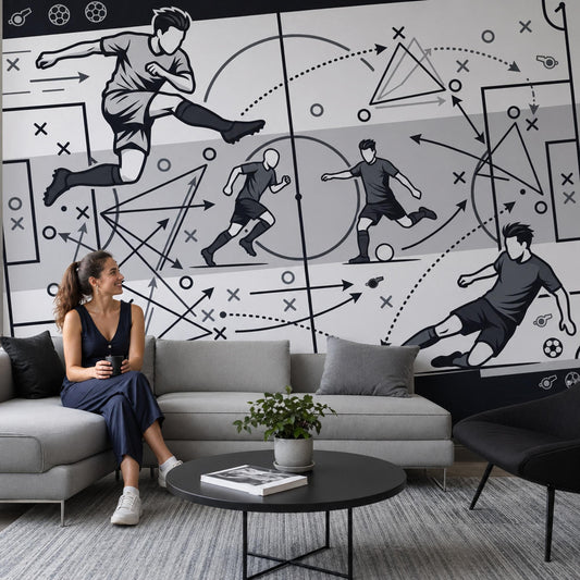 Soccer Tactics Wallpaper Sports Strategy Playbook Diagram Wall Mural