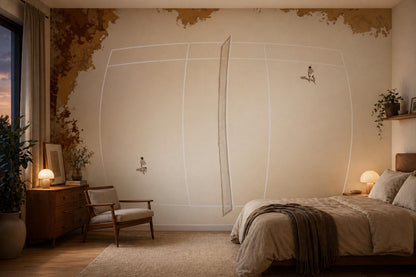 Tennis Court Wallpaper Minimal Neutral Sport Interior Modern Wall Mural