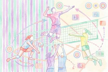Volleyball Wallpaper Watercolor Pastel Wall Mural