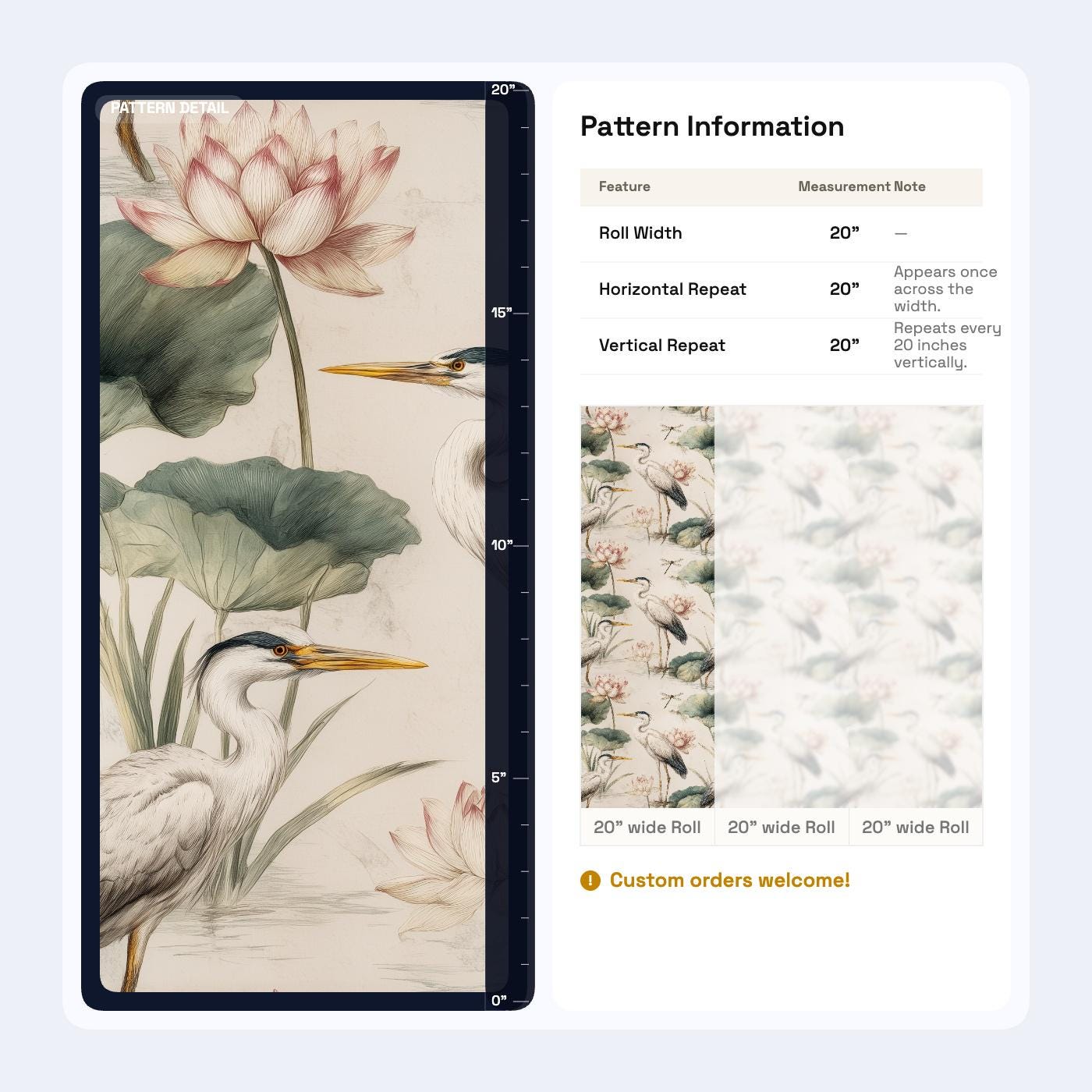 Crane Lotus Wallpaper Asian Inspired Bird Pattern Japandi Wall Decor Serene Nature Repeat Wallpaper