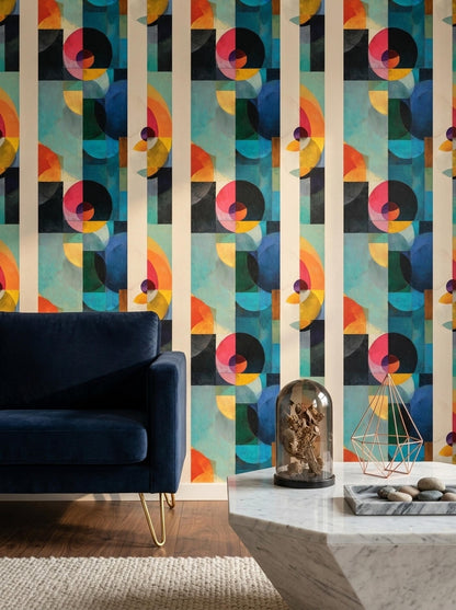 Geometric Wallpaper Abstract Pattern Modern Color Block Wall Decor Seamless Design