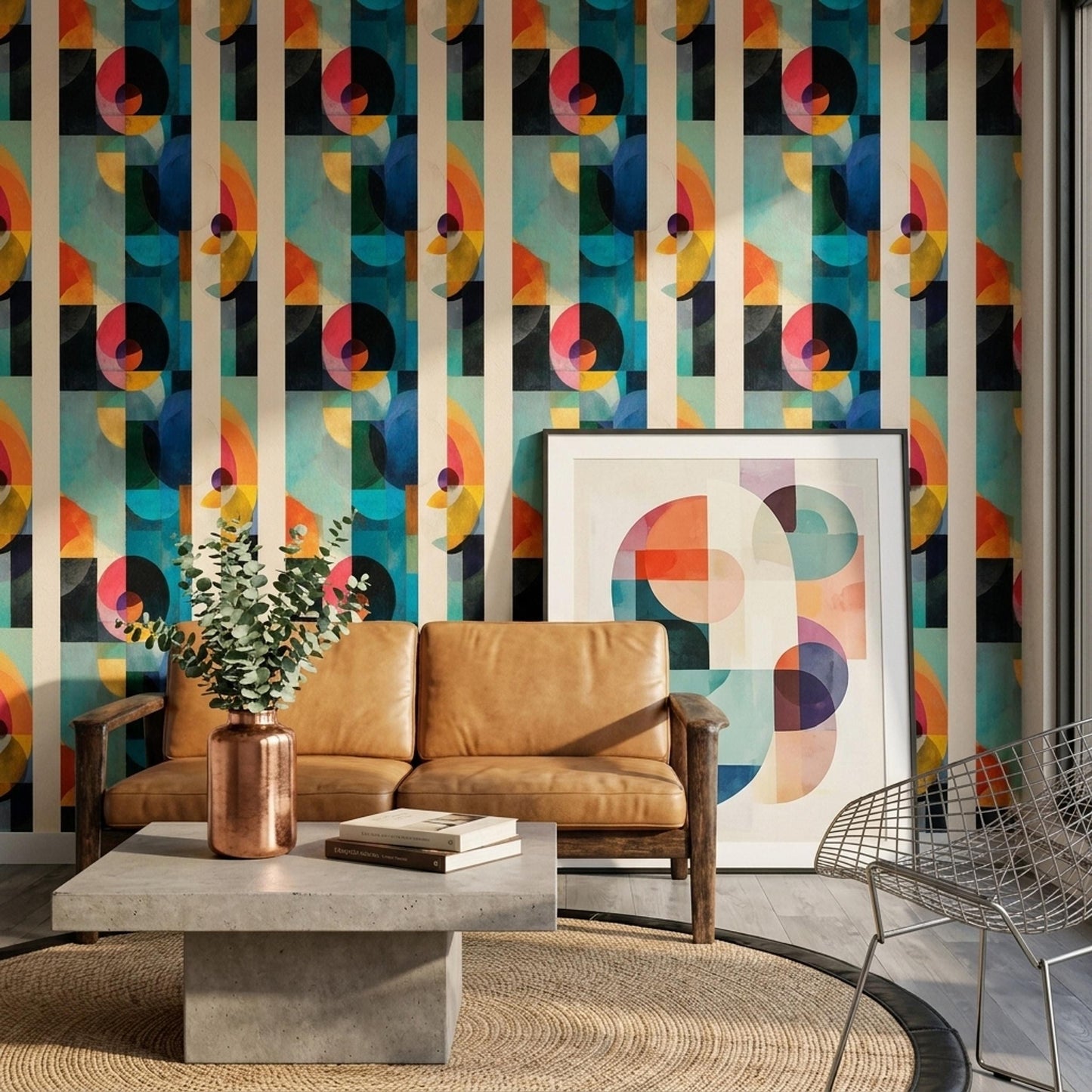 Geometric Wallpaper Abstract Pattern Modern Color Block Wall Decor Seamless Design
