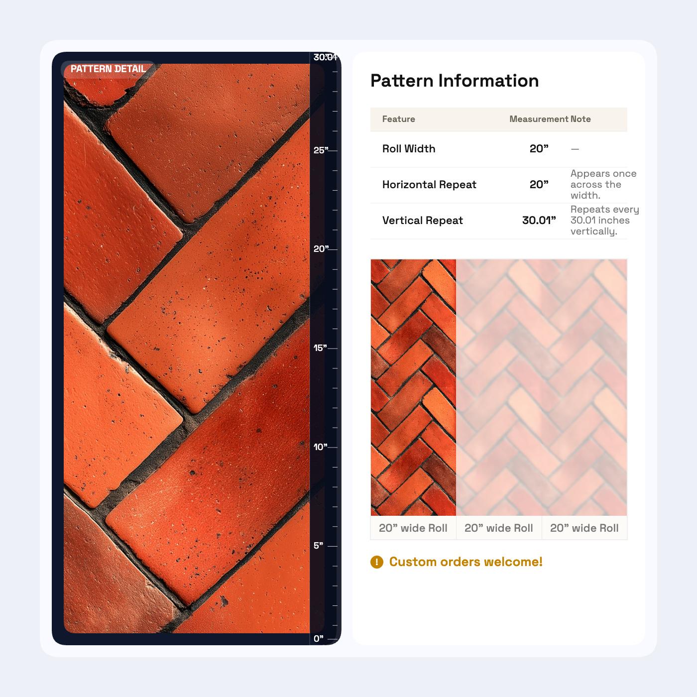 Brick Wallpaper Rustic Industrial Wall Design Herringbone Pattern Red Brick Effect Decor