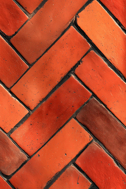 Brick Wallpaper Rustic Industrial Wall Design Herringbone Pattern Red Brick Effect Decor