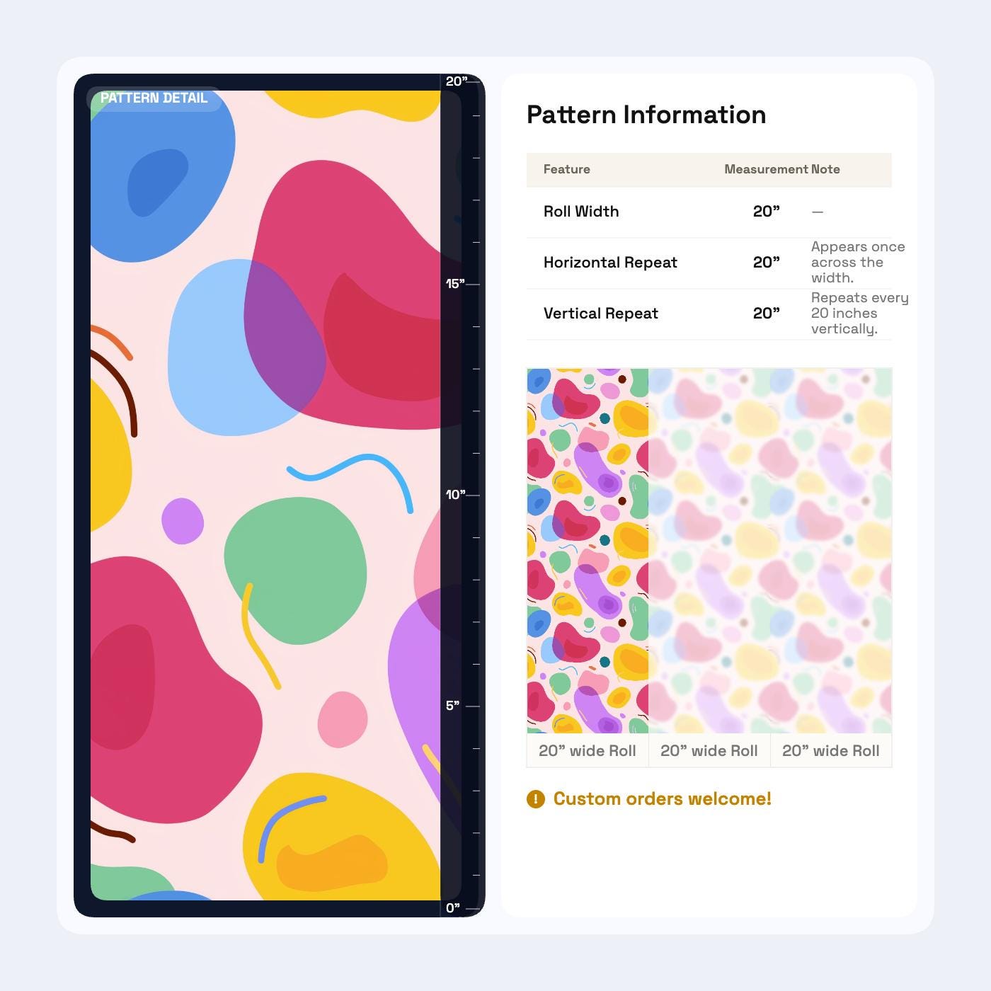 Colorful Abstract Shapes Wallpaper Retro Blob Pattern Modern Wall Decor