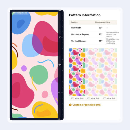 Colorful Abstract Shapes Wallpaper Retro Blob Pattern Modern Wall Decor