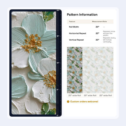 Textured Floral Wallpaper 3D Effect Sage Green Flower Luxury Wall Decor