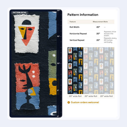 Abstract Faces Wallpaper Modern Art Pattern Mid Century Style Removable Peel Stick Decor