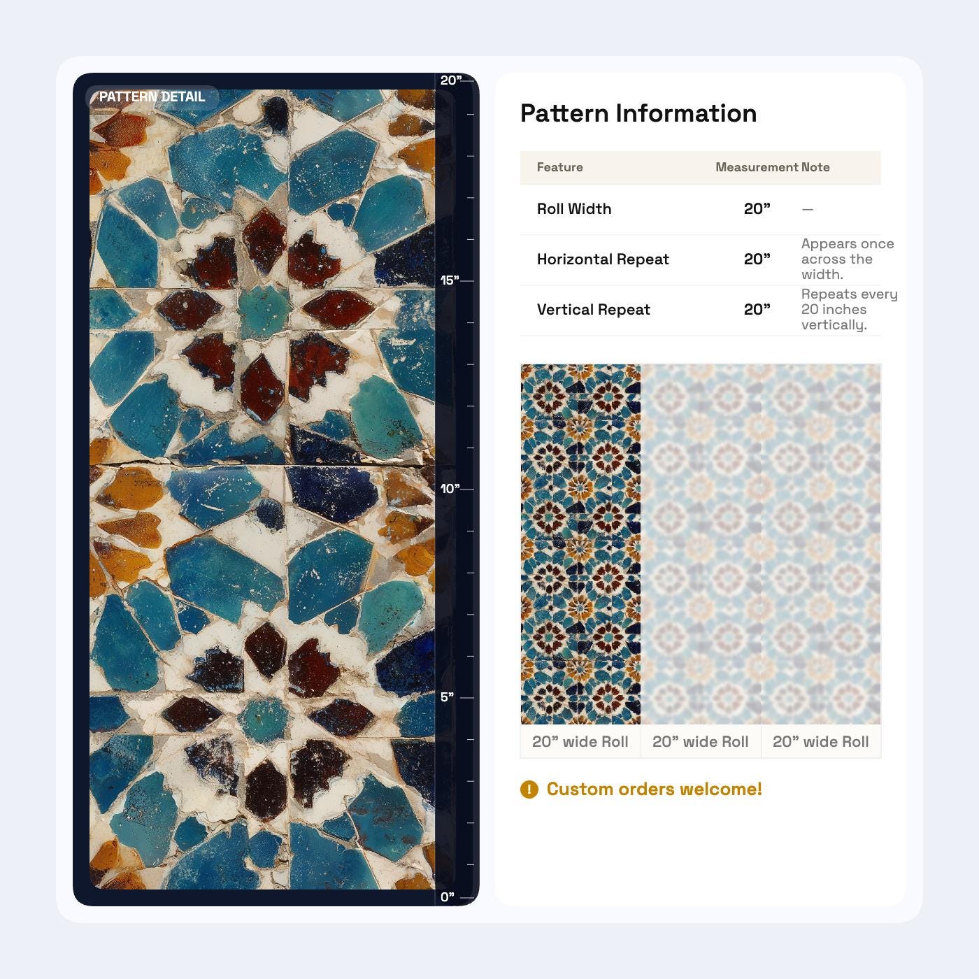 Moroccan Mosaic Wallpaper Blue Tile Pattern Mediterranean Wall Decor