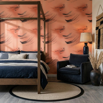 Abstract Brush Stroke Wallpaper Terracotta Modern Art Pattern Contemporary Wall Design