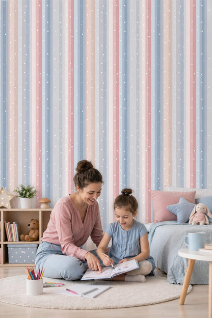Vertical Stripes Wallpaper Minimal Pastel Pattern Soft Modern Decor