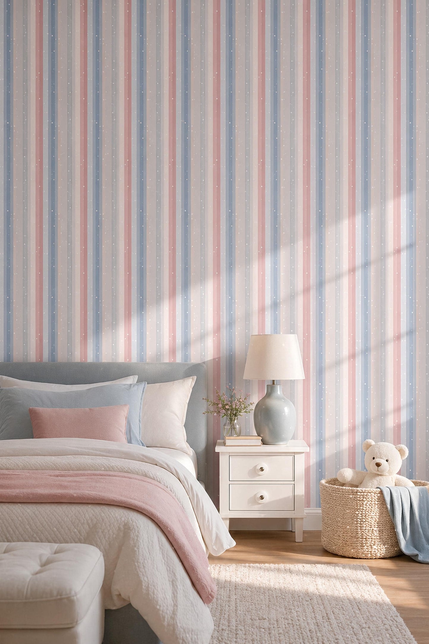 Vertical Stripes Wallpaper Minimal Pastel Pattern Soft Modern Decor