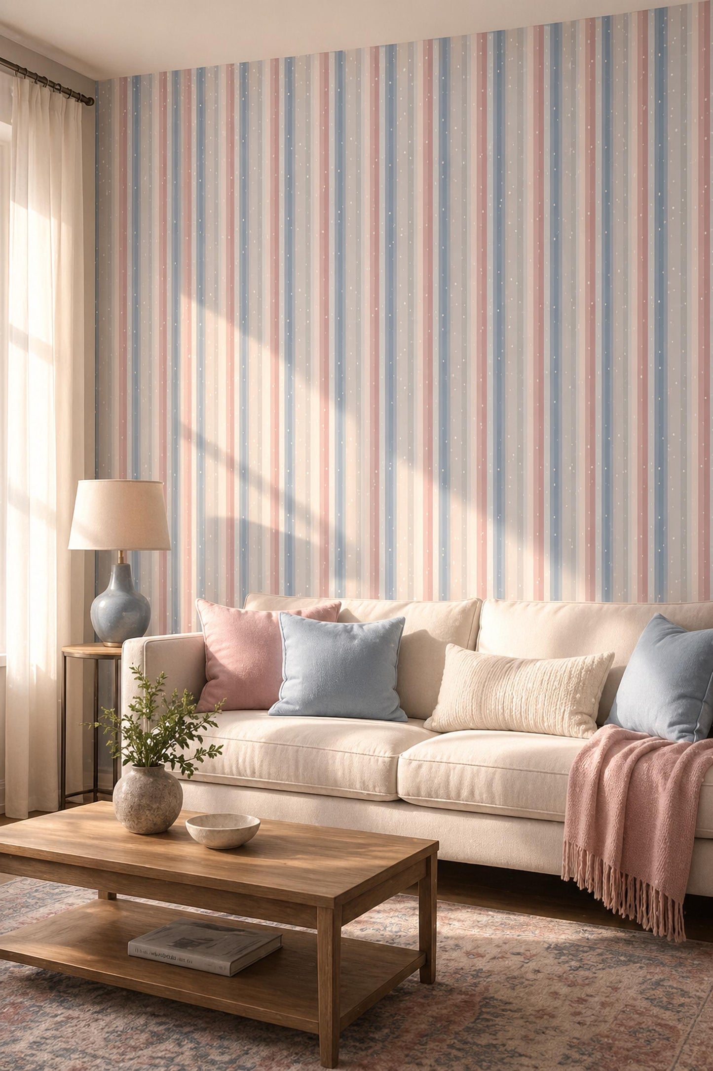 Vertical Stripes Wallpaper Minimal Pastel Pattern Soft Modern Decor