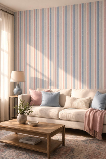 Vertical Stripes Wallpaper Minimal Pastel Pattern Soft Modern Decor