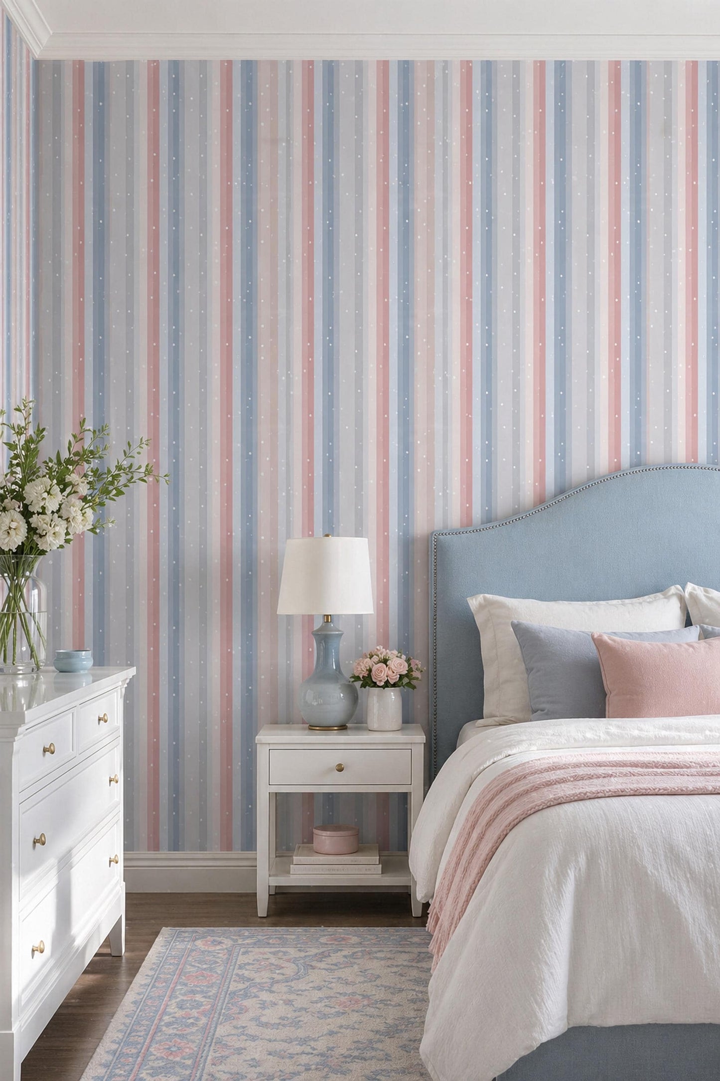 Vertical Stripes Wallpaper Minimal Pastel Pattern Soft Modern Decor
