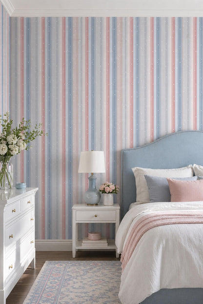 Vertical Stripes Wallpaper Minimal Pastel Pattern Soft Modern Decor