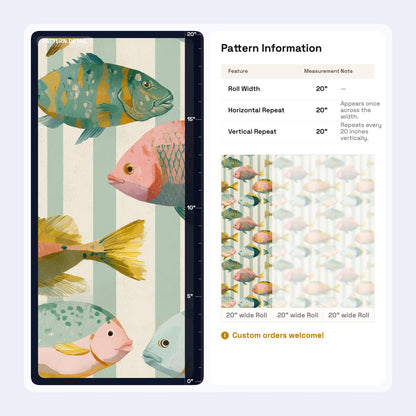 Colorful Fish Wallpaper Coastal Kids Room Pattern Ocean Nursery Wall Decor