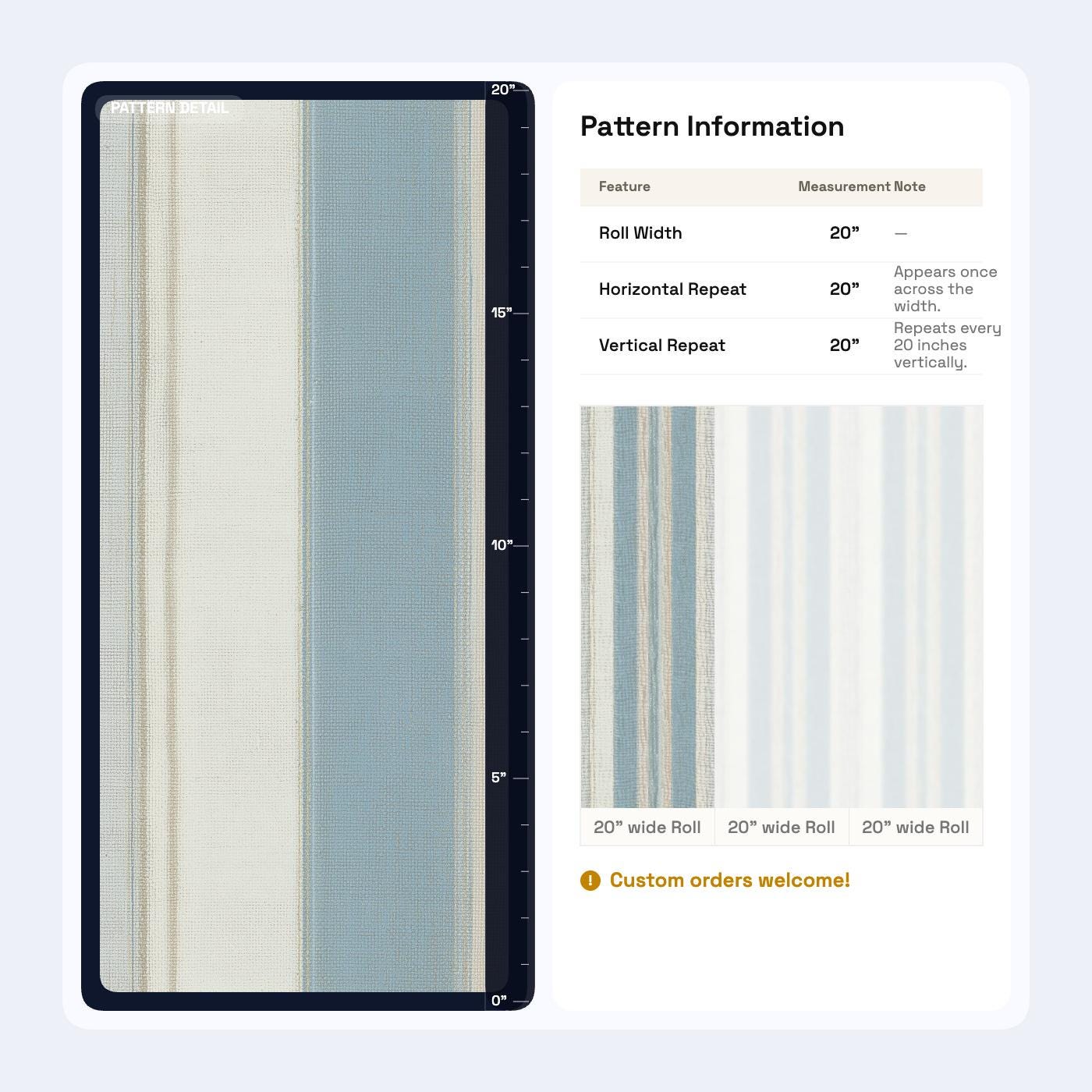 Soft Blue Striped Wallpaper Neutral Coastal Modern Minimal Wall Decor