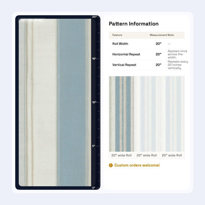 Soft Blue Striped Wallpaper Neutral Coastal Modern Minimal Wall Decor