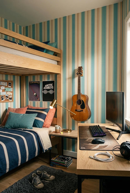 Sky Blue Pinstripe Wallpaper Calm Texture Inspired Modern Classic Wall Pattern