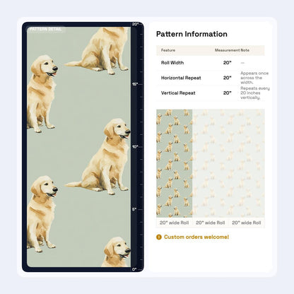 Golden Retriever Pattern Wallpaper Soft Green Dog Lover Wall Design Modern Decor