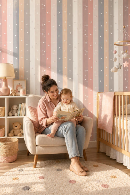 Pastel Stripe Wallpaper Scandinavian Vertical Lines Neutral Modern Wall Decor