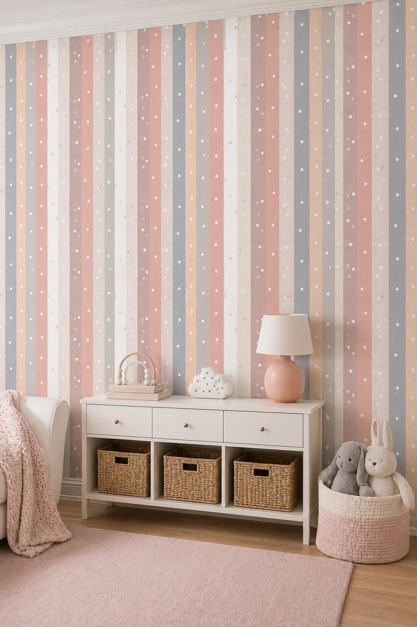 Pastel Stripe Wallpaper Scandinavian Vertical Lines Neutral Modern Wall Decor