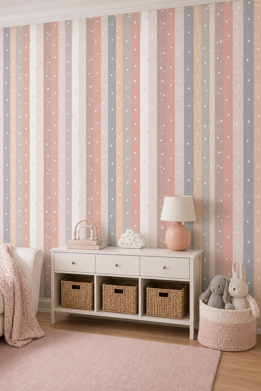 Pastel Stripe Wallpaper Scandinavian Vertical Lines Neutral Modern Wall Decor