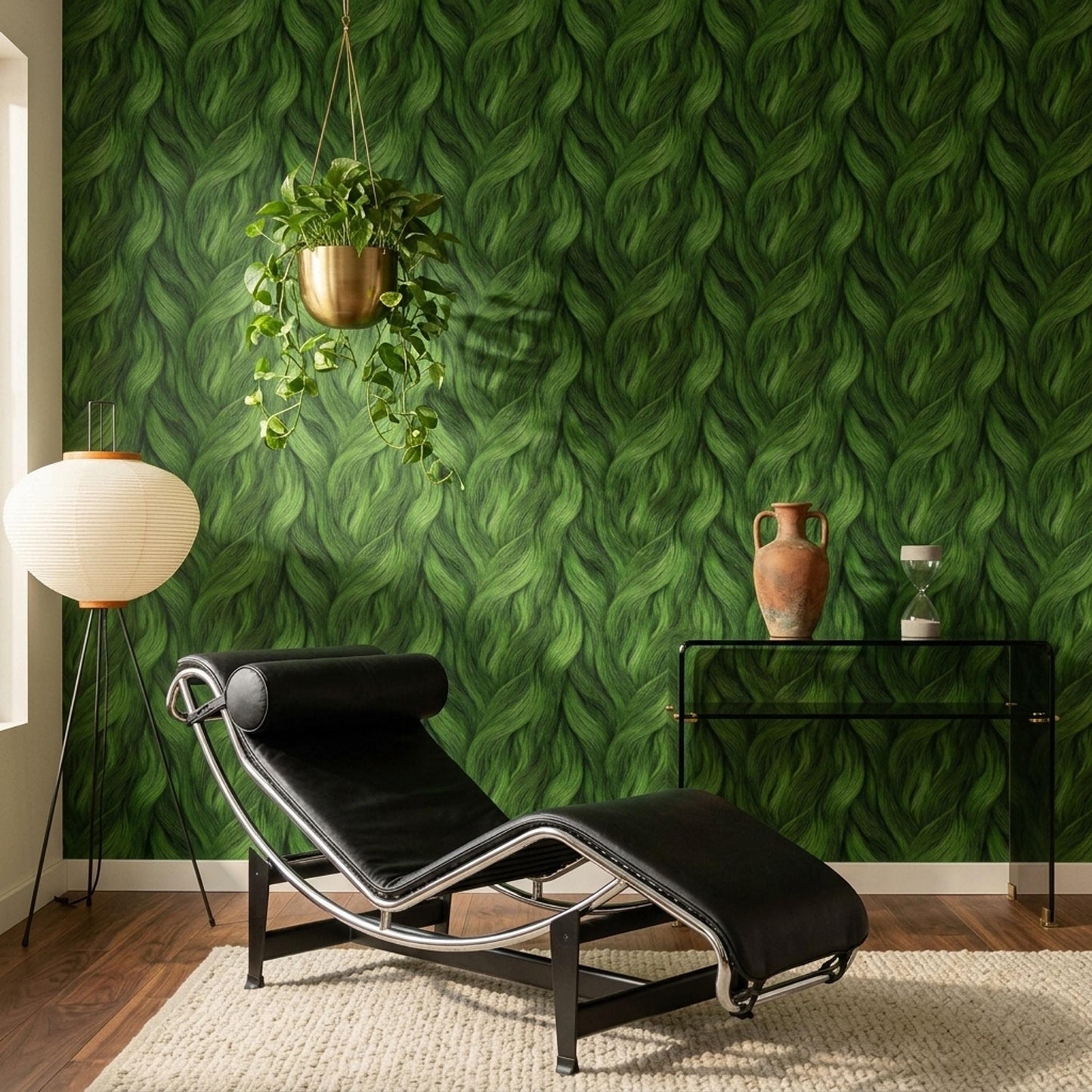Emerald Flow Wallpaper Abstract Organic Texture Green Wave Pattern Modern Wall Design