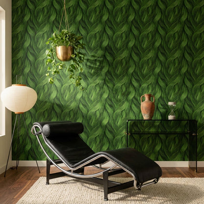 Emerald Flow Wallpaper Abstract Organic Texture Green Wave Pattern Modern Wall Design