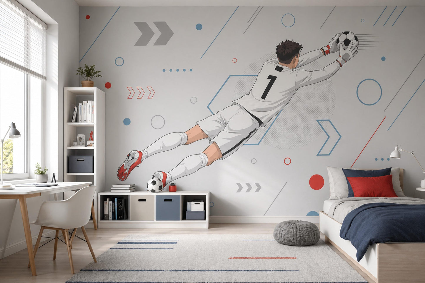 Soccer Goalkeeper Wall Mural Modern Sports Wall Art Football Room Decor
