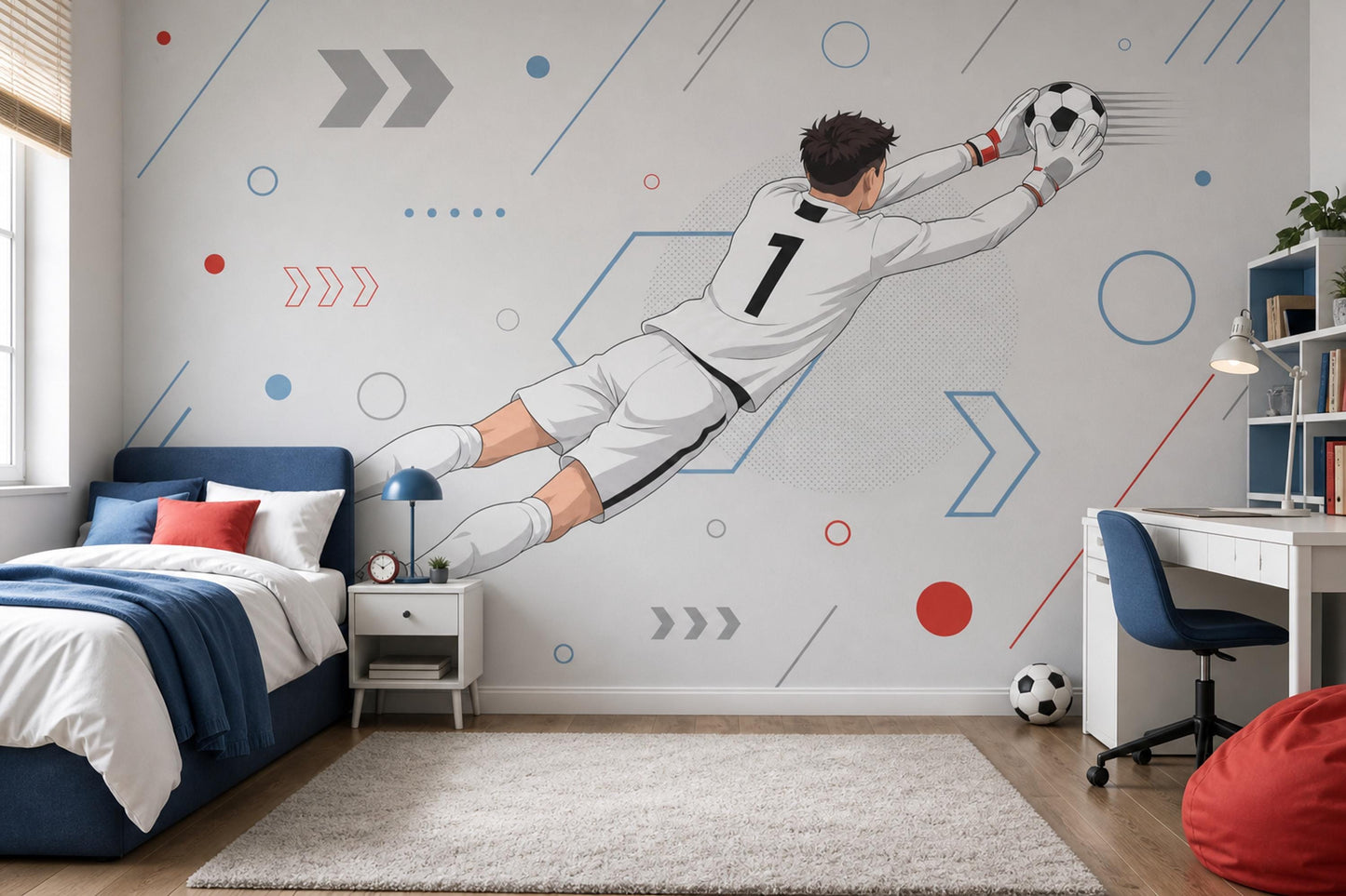 Soccer Goalkeeper Wall Mural Modern Sports Wall Art Football Room Decor