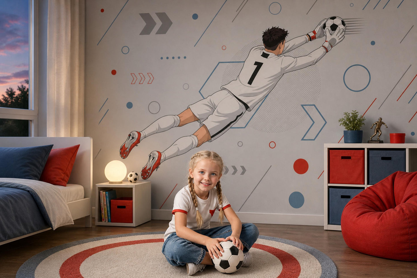 Soccer Goalkeeper Wall Mural Modern Sports Wall Art Football Room Decor