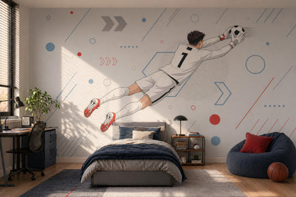 Soccer Goalkeeper Wall Mural Modern Sports Wall Art Football Room Decor
