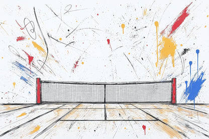 Modern Tennis Wall Mural Abstract Court Art Sports Room Interior Decor