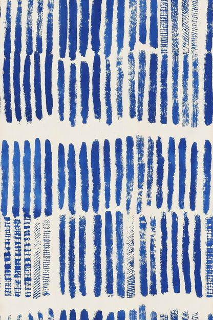 Indigo Rhythm Stripe Wallpaper Blue Brushstroke Pattern Modern Coastal Boho Wall Decor
