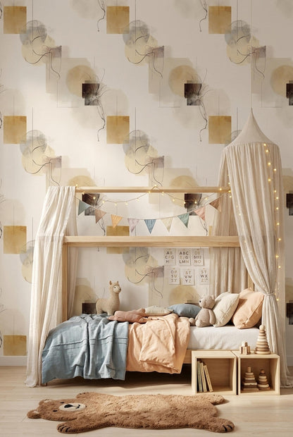 Neutral Abstract Pattern Wallpaper Minimal Line Art Geometric Modern Wall Design